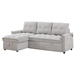 Yota 78" Reclining Sofa - 3 Seater with Pull-Out Sofa Bed - Light Grey Chenille Fabric - CAB3832