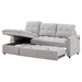 Yota 78" Reclining Sofa - 3 Seater with Pull-Out Sofa Bed - Light Grey Chenille Fabric - CAB3832