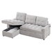 Yota 78" Reclining Sofa - 3 Seater with Pull-Out Sofa Bed - Light Grey Chenille Fabric - CAB3832