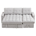 Yota 78" Reclining Sofa - 3 Seater with Pull-Out Sofa Bed - Light Grey Chenille Fabric - CAB3832