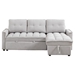 Yota 78" Reclining Sofa - 3 Seater with Pull-Out Sofa Bed - Light Grey Chenille Fabric - CAB3832