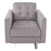 Florin 33.5" Beige Linen Fabric Armchair with Metal Legs - Side Pockets - and Pillow - CAB3836