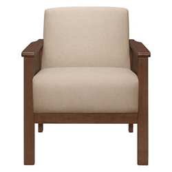 Harviston Accent Chair - Luxurious Brown Upholstery - Wooden Arms 