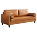 Elyria Mid-Century Modern Vegan Leather Sofa - Yellow Brown - CAB3840