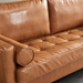 Elyria Mid-Century Modern Vegan Leather Sofa - Yellow Brown - CAB3840