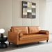 Elyria Mid-Century Modern Vegan Leather Sofa - Yellow Brown - CAB3840