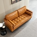 Elyria Mid-Century Modern Vegan Leather Sofa - Yellow Brown - CAB3840