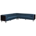 Alpine 114" Sectional Sofa 6 Seater - Navy Blue Fabric - Brown Finish Legs