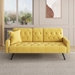 Zenitha 72" Sofa Bed with Armrests and Nail Head Trim - Yellow Velvet - Black Plastic and Solid Wood Legs - CAB3858