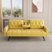 Zenitha 72" Sofa Bed with Armrests and Nail Head Trim - Yellow Velvet - Black Plastic and Solid Wood Legs - CAB3858