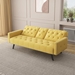 Zenitha 72" Sofa Bed with Armrests and Nail Head Trim - Yellow Velvet - Black Plastic and Solid Wood Legs - CAB3858