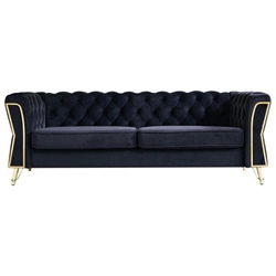 Vernon Modern Tufted Velvet Sofa 87" - Black Color 