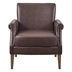 Yolanda Faux Leather Accent Arm Chair - Brown - Pecan Wood Finish Legs