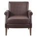 Yolanda Faux Leather Accent Arm Chair - Brown - Pecan Wood Finish Legs - CAB3863