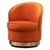 Julianna Accent Chair - Velvet Swivel - Orange - Polished Gold Base