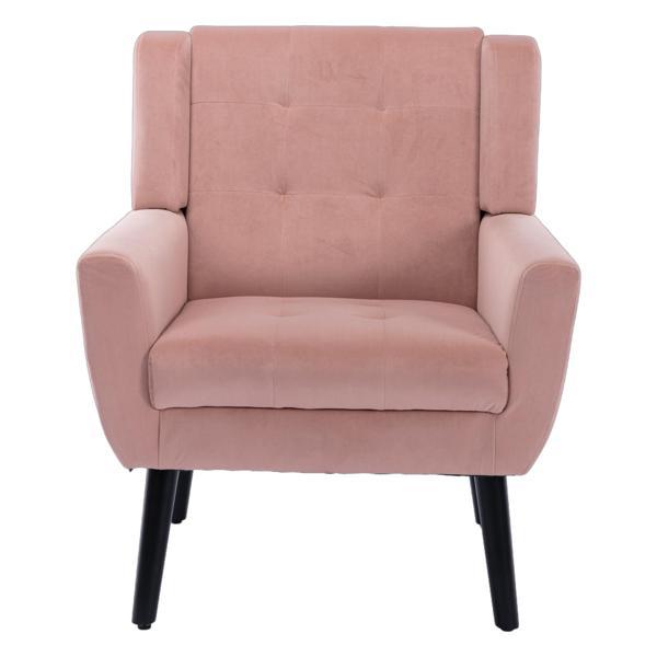 Village Green Accent Chair - Modern Ergonomics - Pink Velvet - Black Legs 