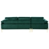 Vynessia Sectional Sofa with Chaise - Green Velvet - Brass Gold Finish Legs