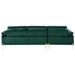 Vynessia Sectional Sofa with Chaise - Green Velvet - Brass Gold Finish Legs - CAB3870