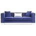 Jupiter Paige Sofa - Blue Velvet - Chromed Steel Legs