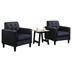 Sorvina Black Velvet Armchairs and End Table Living Room Set - Black Velvet - Marble Finish Table Top