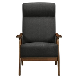 Vitalys Accent Chair - Dark Gray Textured Fabric - Solid Rubberwood Frame - Walnut Finish 