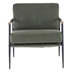 Wavexa Upholstered Mid Century Lounge Chair - Green Chenille Fabric - Metal Frame