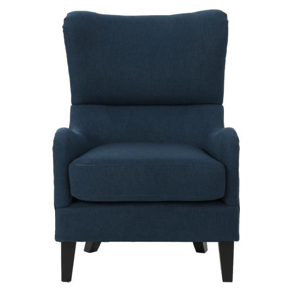 Lark Hi-Back Sofa Chair - Navy Blue Fabric - Birch Wood Legs 