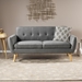 Brecken 67" Loveseat - Dark Grey Fabric - Rubberwood Legs - CAB3888