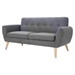 Brecken 67" Loveseat - Dark Grey Fabric - Rubberwood Legs - CAB3888