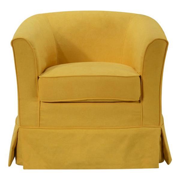 Torquil 28" Yellow Woven Fabric Swivel Barrel Chair 