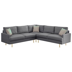 Janesville 89" L-Shaped Corner Sectional Sofa - Technical Leather - Dark Grey with Pillows 