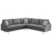 Janesville 89" L-Shaped Corner Sectional Sofa - Technical Leather - Dark Grey with Pillows - CAB3890