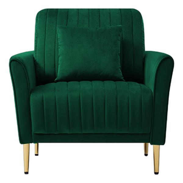 Thornton Accent Chair - Green Velvet Upholstery - Channel Tufted 