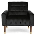 Undinella Comfy Arm Chair with Tufted Back - Modern for Living Room, Bedroom and Study - Black Velvet Fabric - Birch Wood Legs