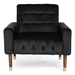 Undinella Comfy Arm Chair with Tufted Back - Modern for Living Room, Bedroom and Study - Black Velvet Fabric - Birch Wood Legs - CAB3897