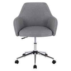 Terra Vita Office Chair - Swivel Adjustable Task Chair - Grey Cotton Linen - Stainless Steel Legs 