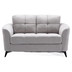 Highland 60" Loveseat with Tufted Cushion - Light Gray Velvet Fabric - Black Metal Legs