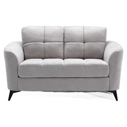 Highland 60" Loveseat with Tufted Cushion - Light Gray Velvet Fabric - Black Metal Legs 