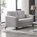 Highland 60" Loveseat with Tufted Cushion - Light Gray Velvet Fabric - Black Metal Legs - CAB3904