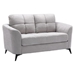 Highland 60" Loveseat with Tufted Cushion - Light Gray Velvet Fabric - Black Metal Legs - CAB3904