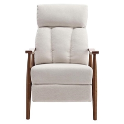 Brynmere Accent Chair - Beige Linen Fabric - Brown Rubber Wood Frame and Legs 