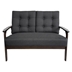 Quebec 45" Loveseat - Charcoal Gray Fabric - Walnut Finish Legs