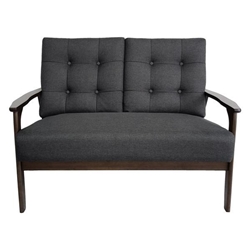 Quebec 45" Loveseat - Charcoal Gray Fabric - Walnut Finish Legs 