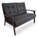 Quebec 45" Loveseat - Charcoal Gray Fabric - Walnut Finish Legs - CAB3914