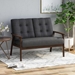 Quebec 45" Loveseat - Charcoal Gray Fabric - Walnut Finish Legs - CAB3914