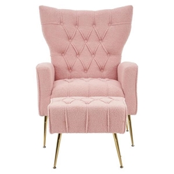 Jardinique Accent Chair with Ottoman - Pink - Iron Legs 