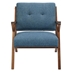 Cairnview Accent Chair - Blue Polyester - Pecan Finish Frame