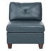 Bramston Contemporary Genuine Leather Armless Chair - Ink Blue Color - Tufted Seat