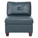 Bramston Contemporary Genuine Leather Armless Chair - Ink Blue Color - Tufted Seat - CAB3925