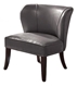 Veda Accent Chair - Armless Wingback - Grey Faux Leather - Black Noir Finish Legs